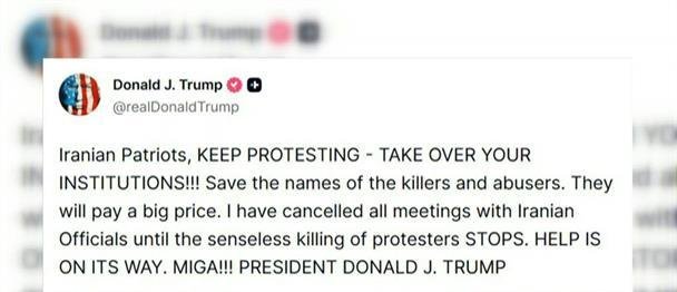 "Mantengan las protestas, la ayuda está en camino", dice Trump a los iraníes