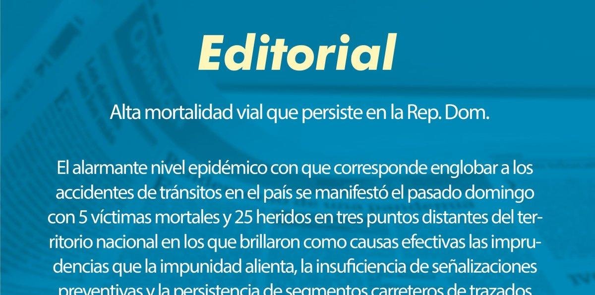 Alta mortalidad vial que persiste en la Rep. Dom.