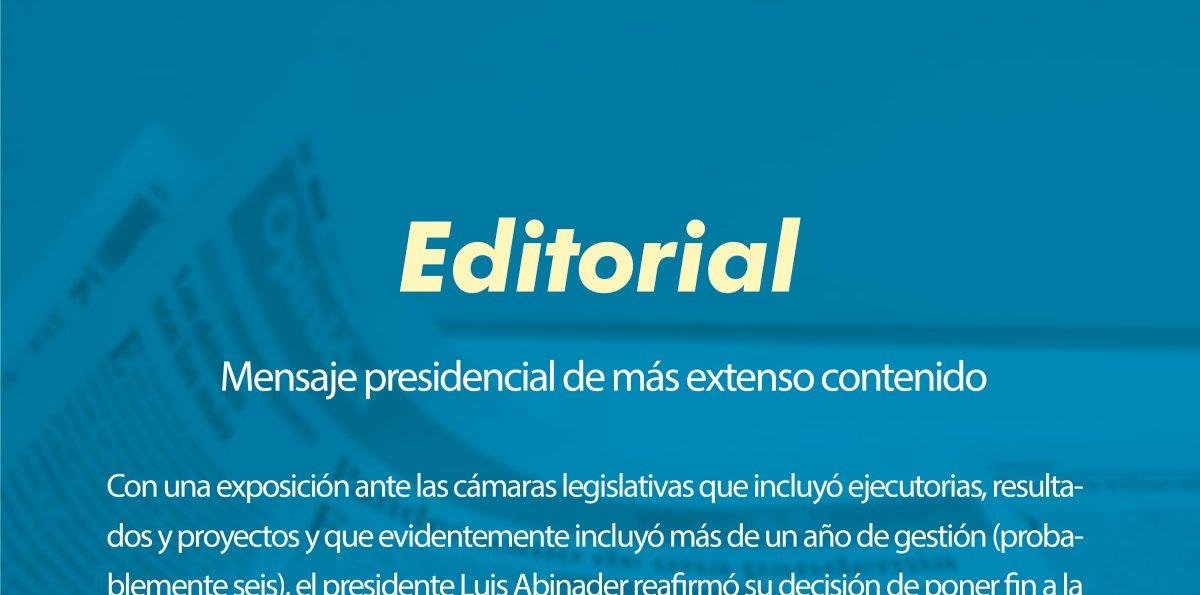 Mensaje presidencial de más extenso contenido